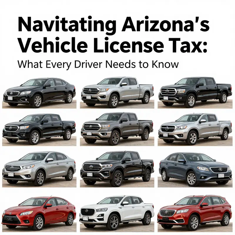 Infographic explaining vehicle license tax calculation in Arizona.