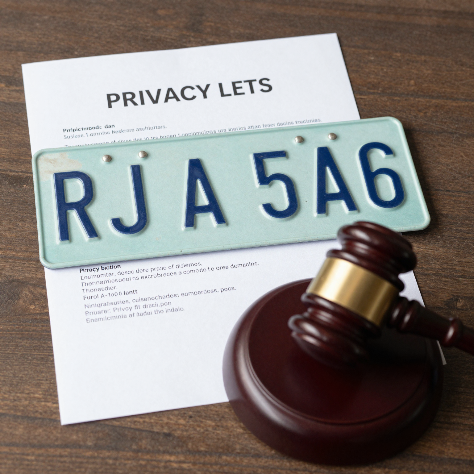 Legal Document Symbolizing License Plate Privacy Laws