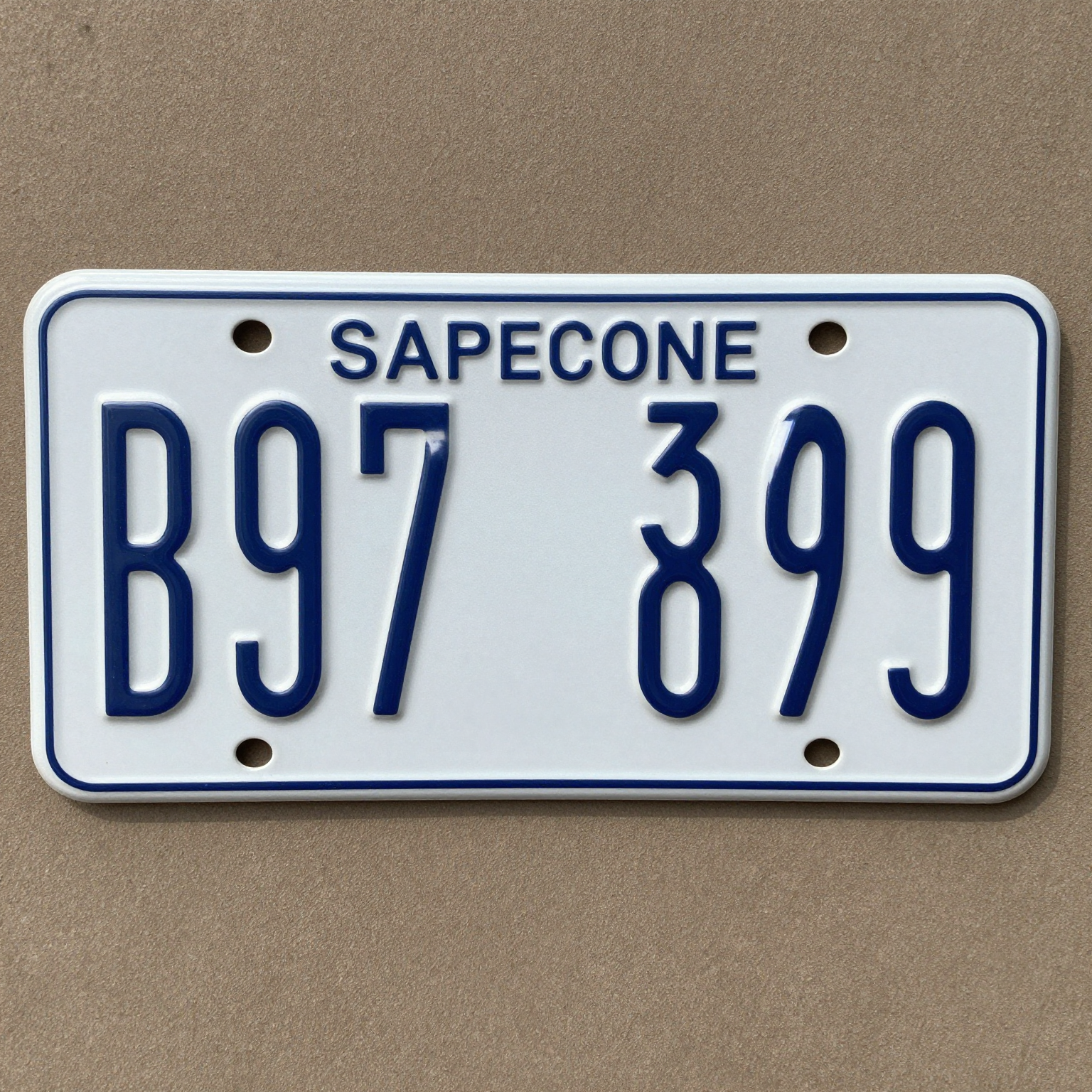 Generic standard license plate visual representation