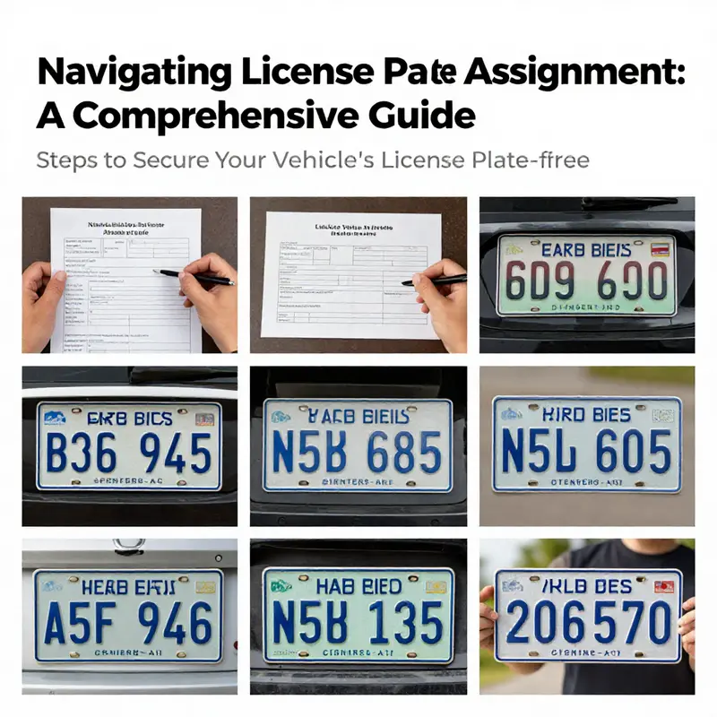 A collage of images depicting the stages in the vehicle license plate assignment process.