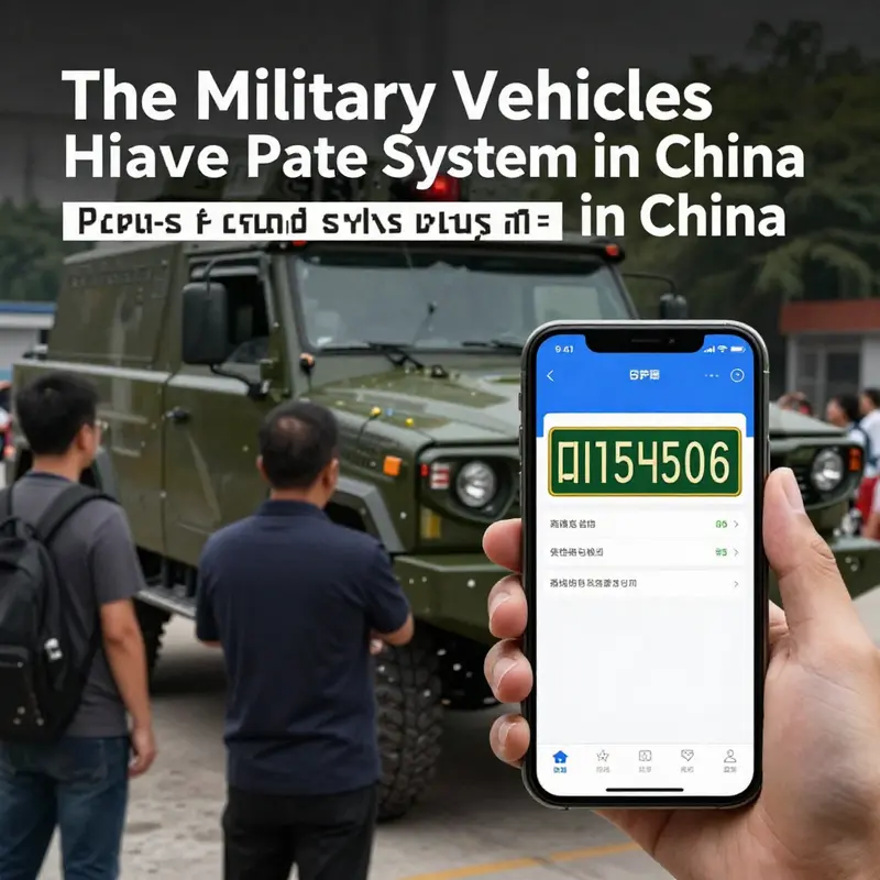 Chinese military vehicle displaying its new license plate system implemented to enhance security.