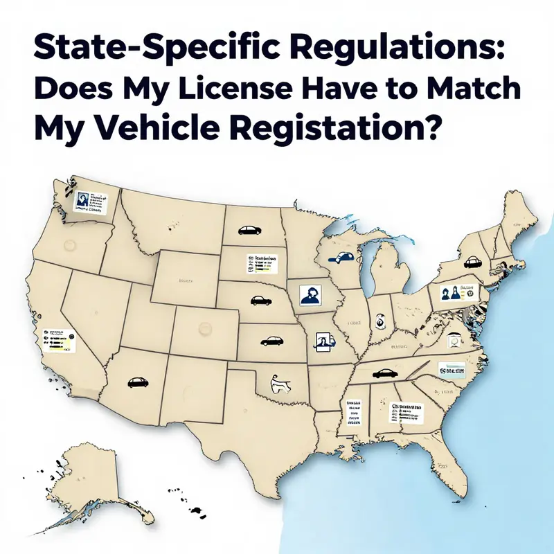 Visual representation of the importance of name consistency between driver’s license and vehicle registration.