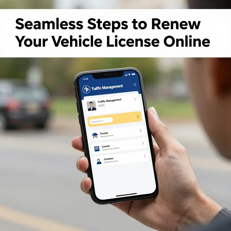 A detailed view of the Traffic Management 12123 app interface focusing on vehicle license renewal.
