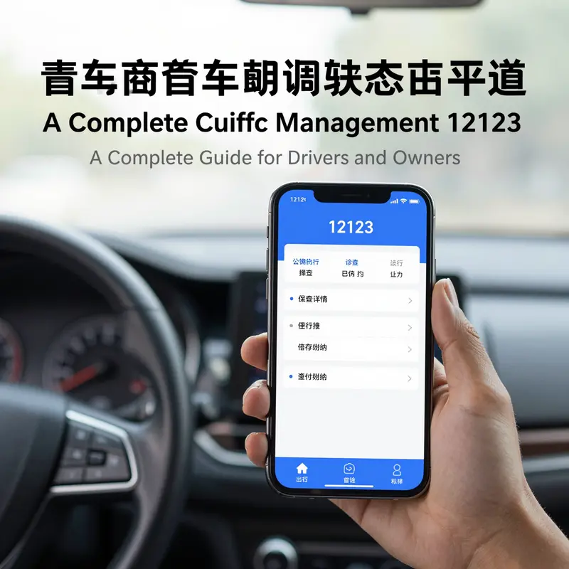 The Traffic Management 12123 app interface displaying comprehensive vehicle license status information.