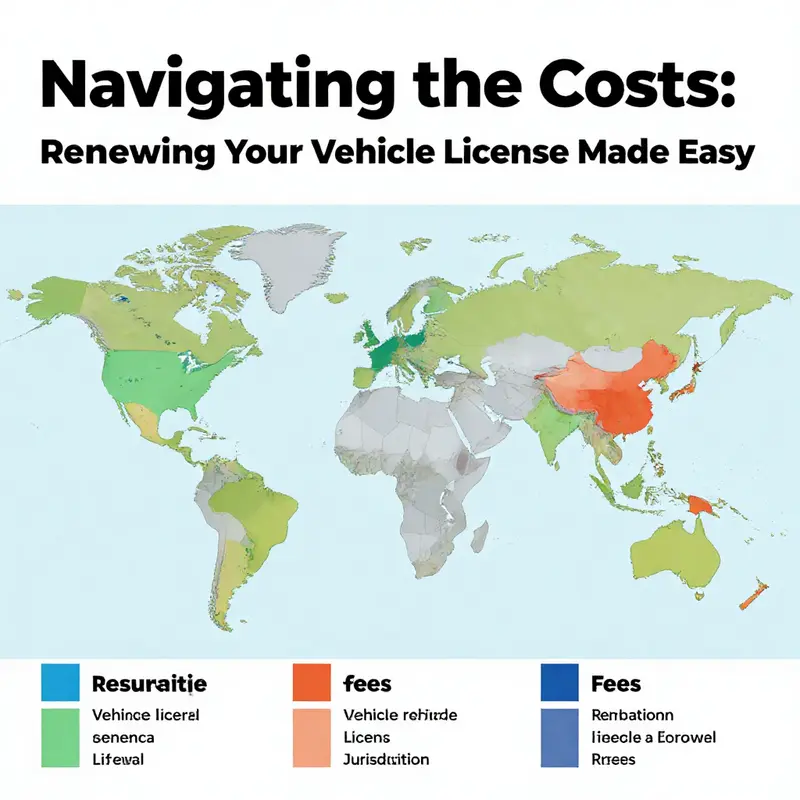 A global view of vehicle license renewal costs, showcasing variations across different jurisdictions.