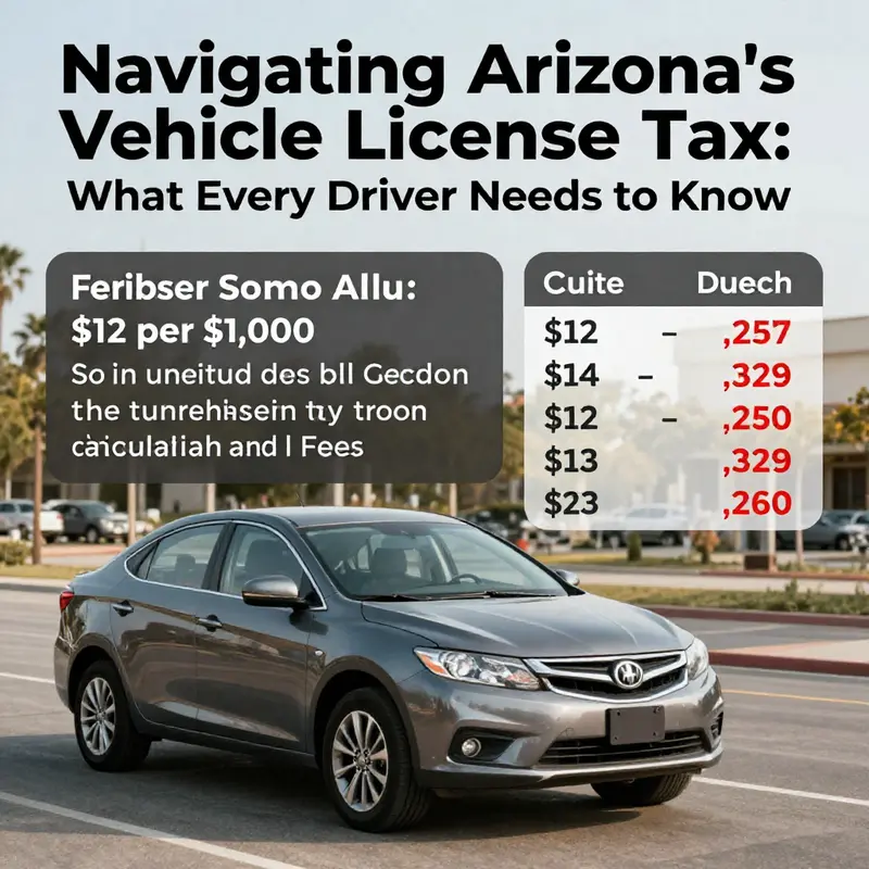 Infographic explaining vehicle license tax calculation in Arizona.