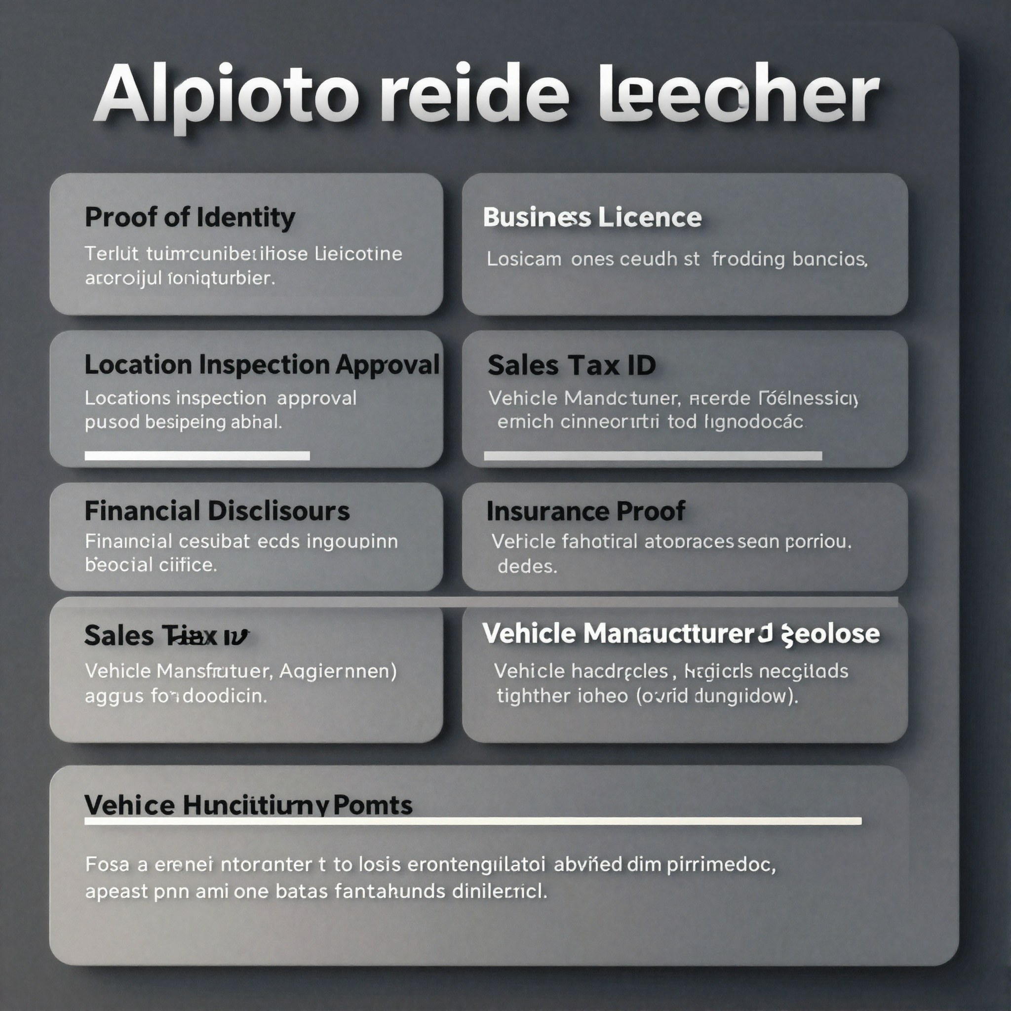 Necessary Documents for Motor Vehicle Dealer License