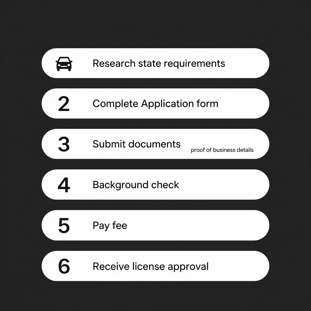 Visual Flowchart of Steps to Obtain a Vehicle Wholesale License